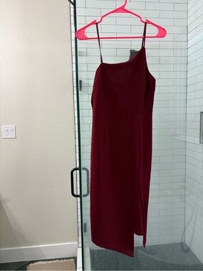Women’s Burgundy Asymmetrical Slip Dress